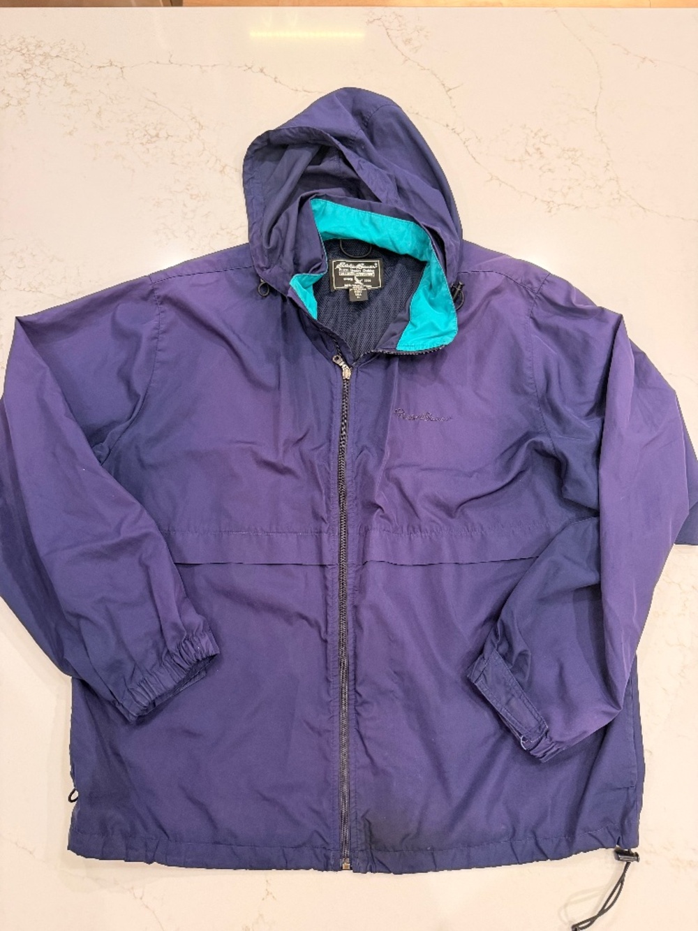 Vintage Eddie Bauer Windbreaker Jacket Men’s Tall XL Purple Hooded Full Zip Outd